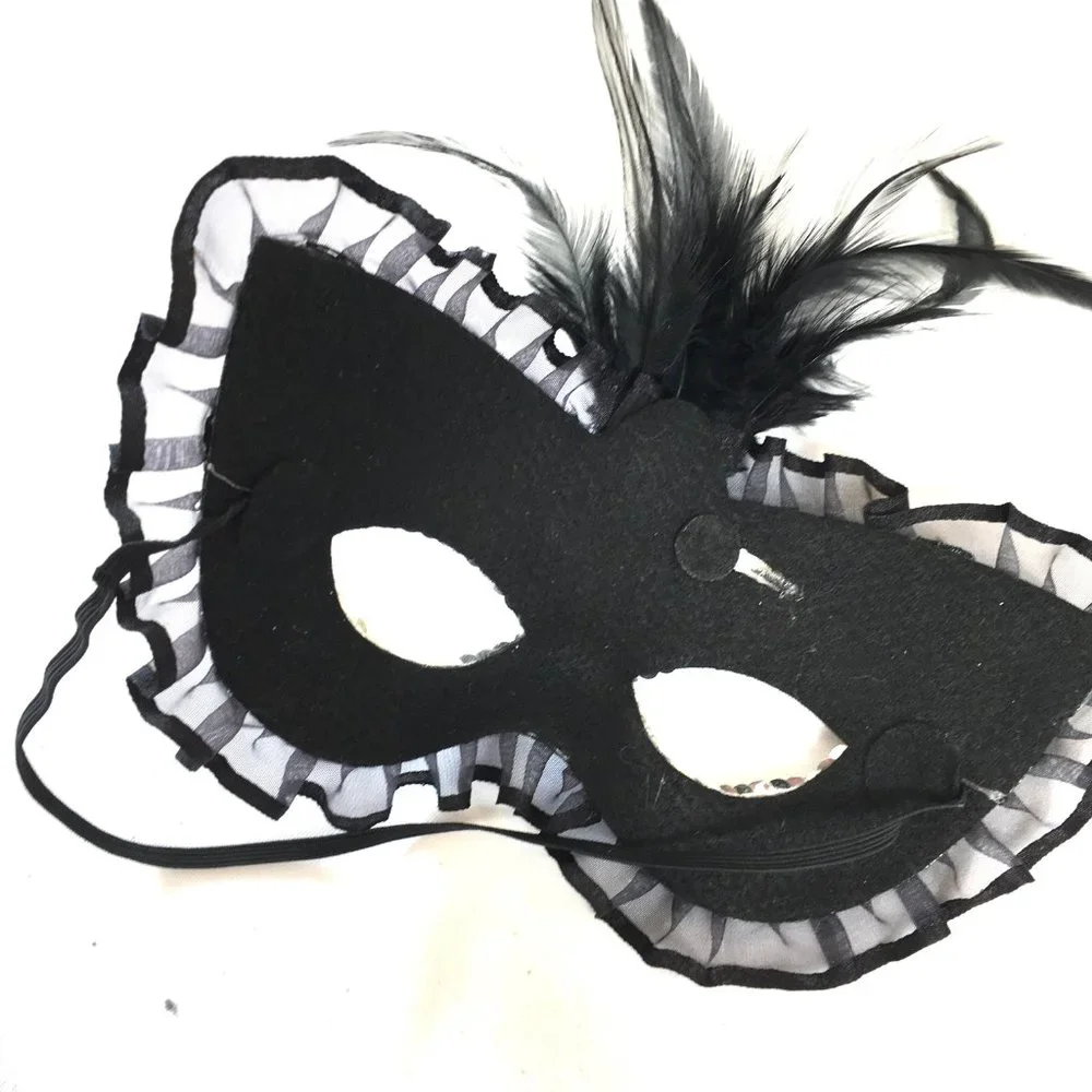 Halloween Half Mask Skull Sequin w/ ruffles